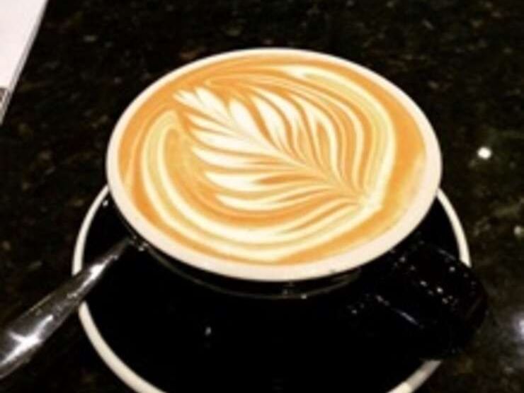 Close-up of a Latte in Up Cafe at Sebel Quay West Auckland