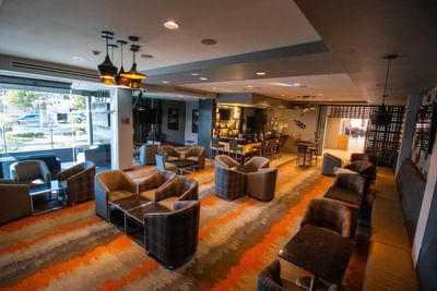 El Colorado Bar with seating areas & bar counter at Hotel Mirra, hotel near Yuma, AZ, border in San Luis Sonora Mexico