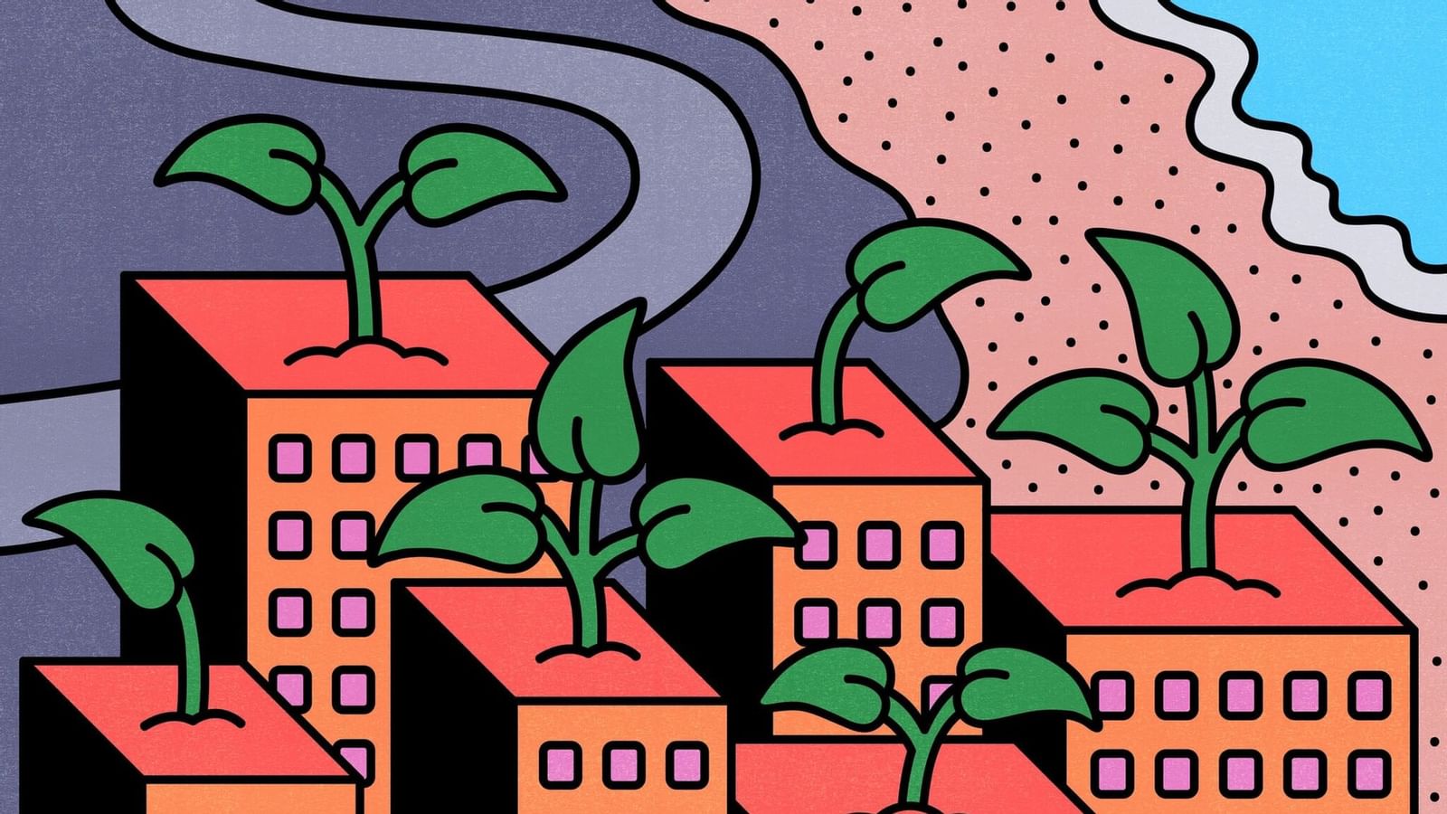 Plants growing on city illustration, Legacy Vacation Resorts