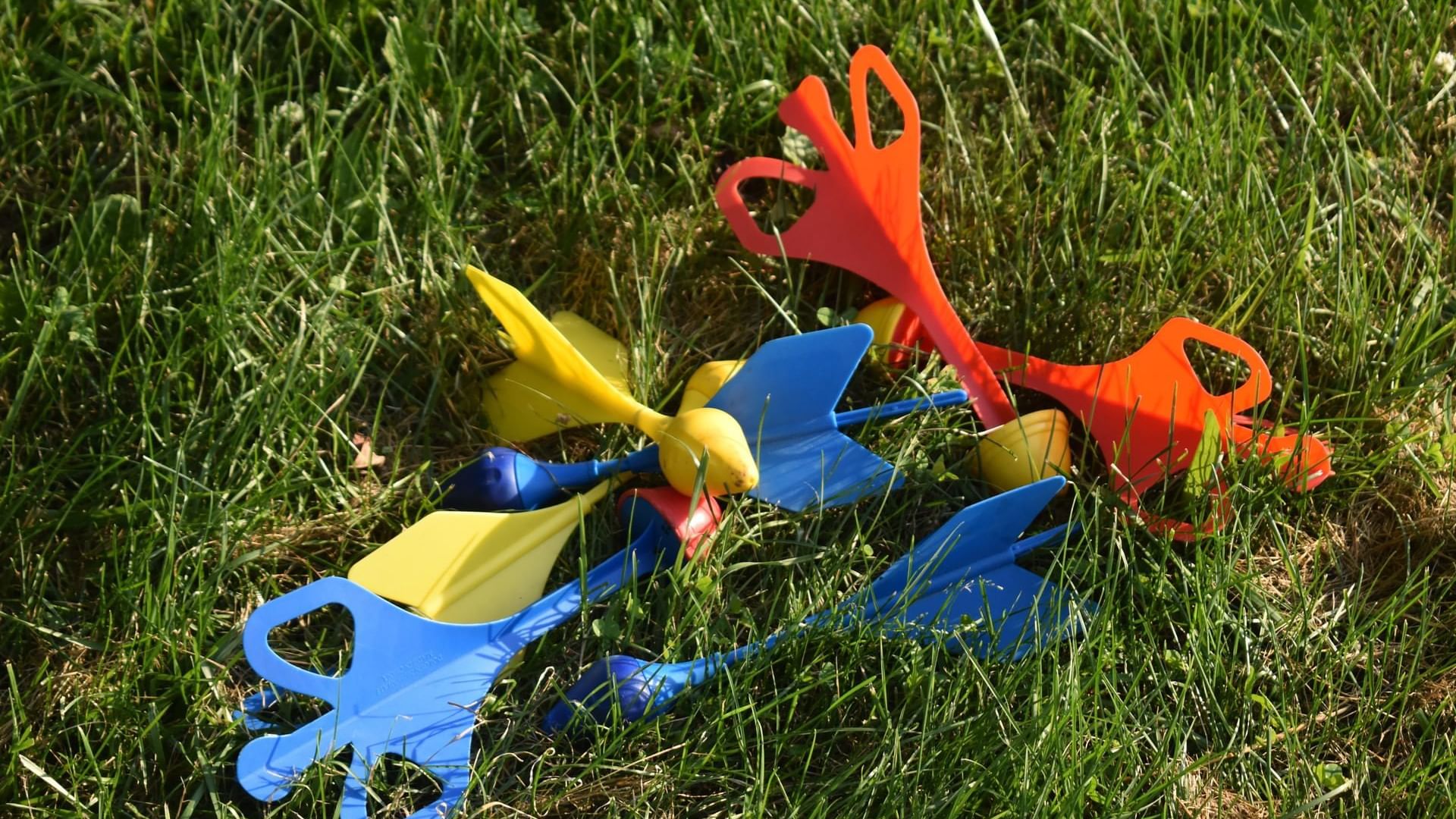 Close-up of Lawn Jarts on the green grass at Cove Pocono Resorts