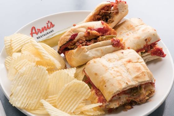 Crisps & sub served, Arni's Lafayette Market S., Whittaker Inn