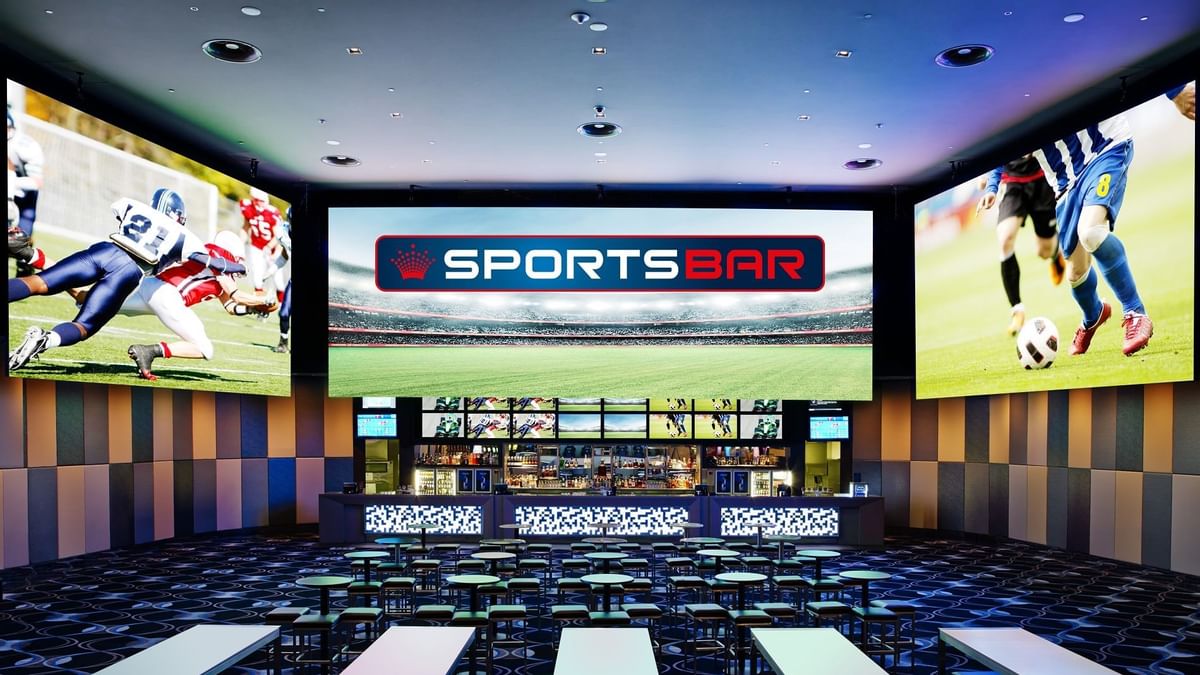 Bar counter & seating area in Crown Sports Bar at Crown Perth