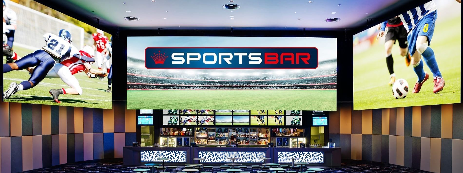 Bar counter & seating area in Crown Sports Bar at Crown Perth