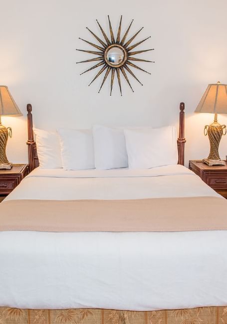 Queen bed with nightstands in White Sands Suite at Ocean Lodge Boca Raton