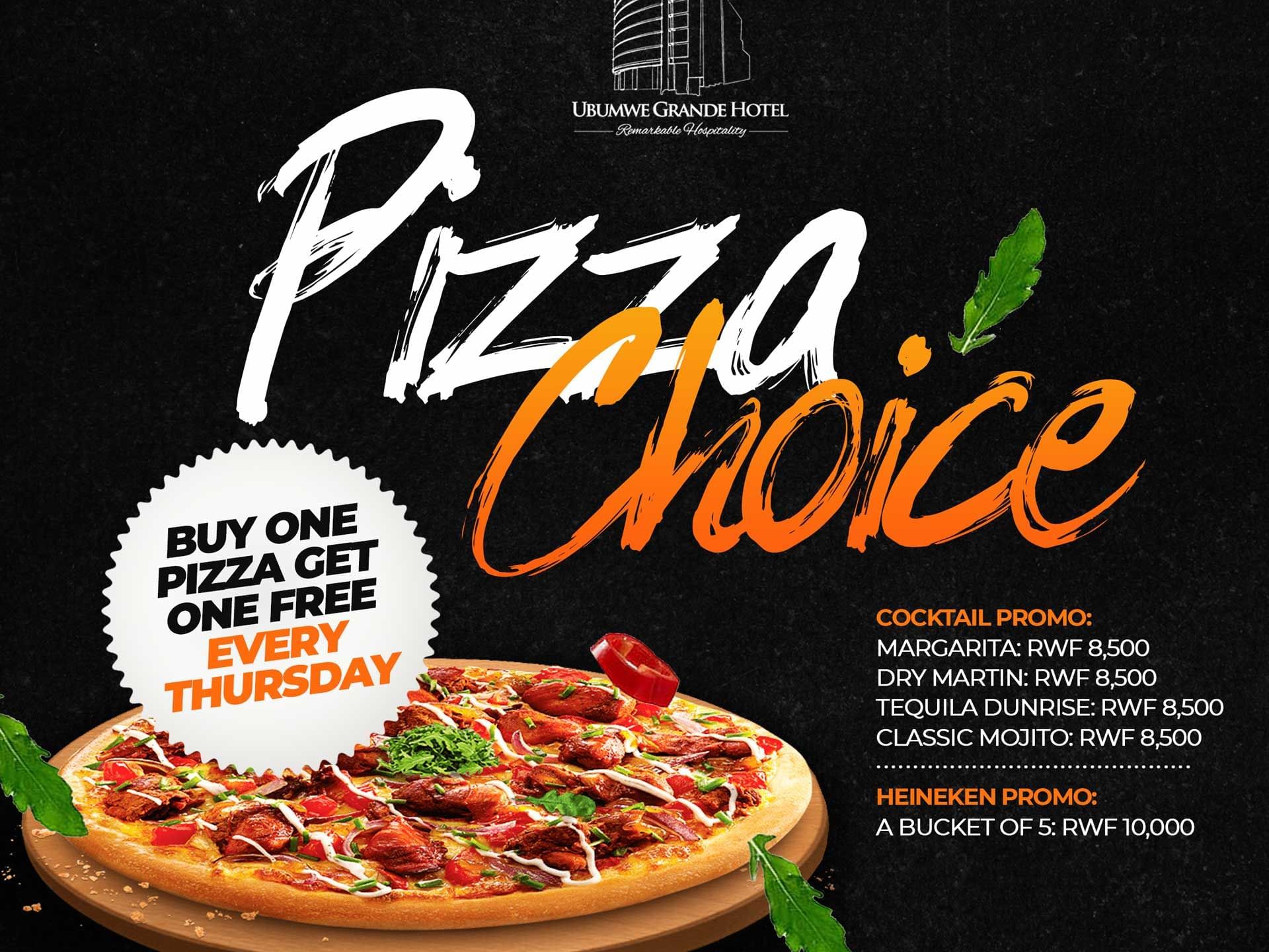 The Pizza Choice Offer at Ubumwe Grande Hotel in Kigali, Rwanda