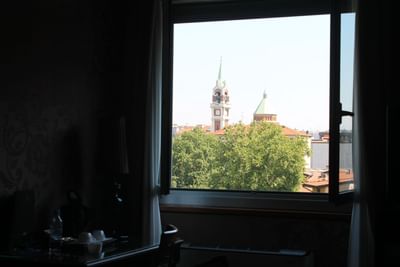 Exterior window View from Hotel Mozart in Milan