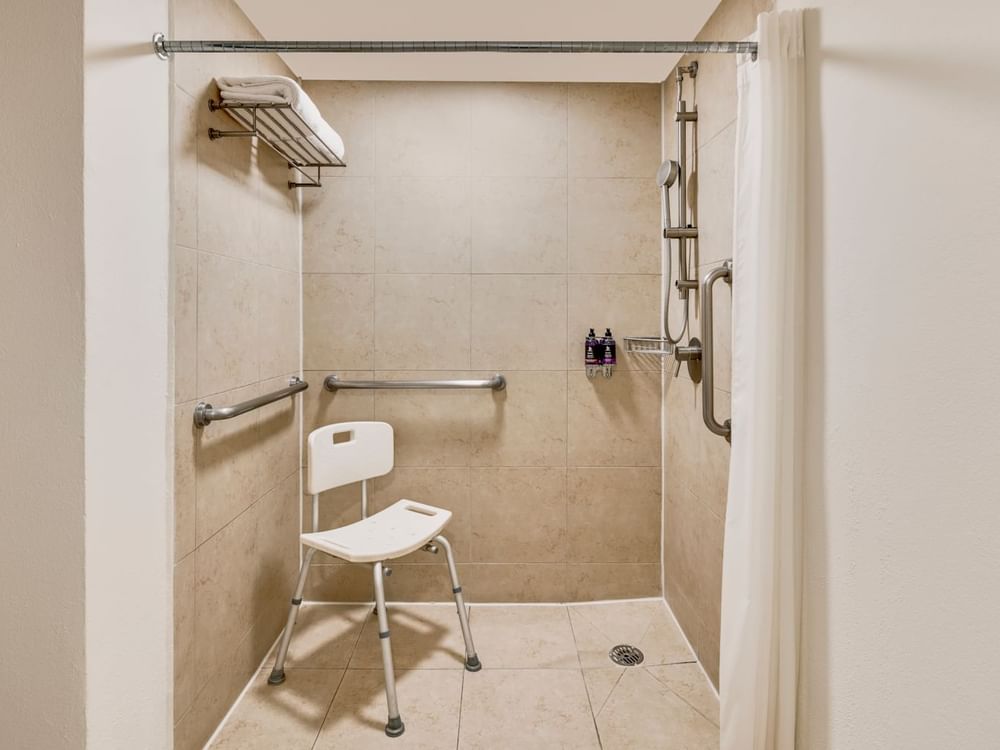 Equipped shower area in Accessible Room at Fiesta Inn Hotels