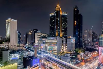 Cityscape view of Bangkok at night near Dream Thailand Bangkok