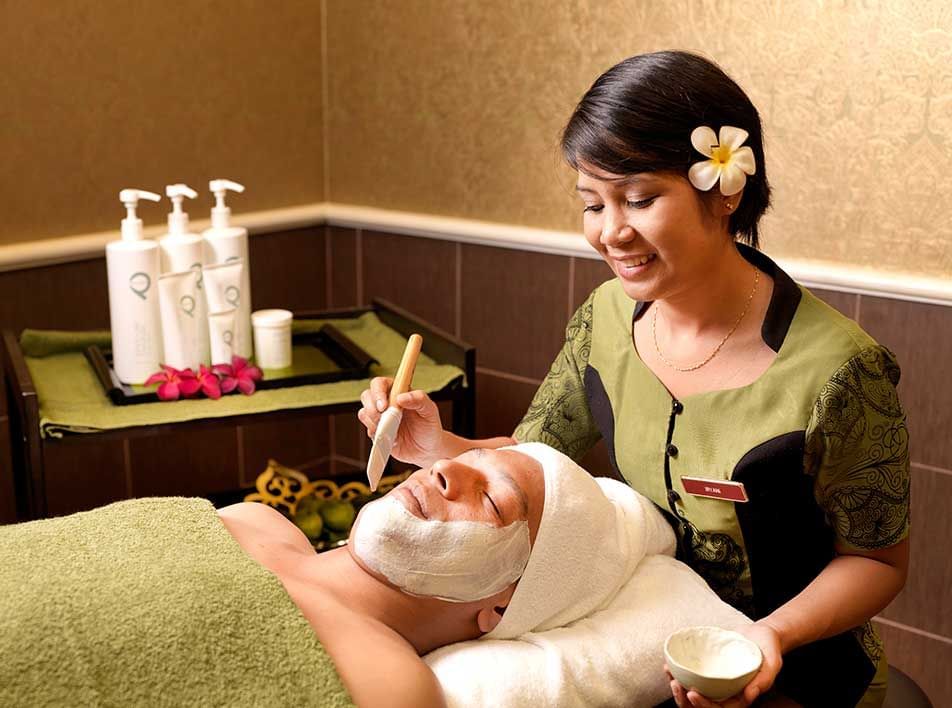 A man was receiving a facial treatment at LexSpa - Grand Lexis Port Dickson