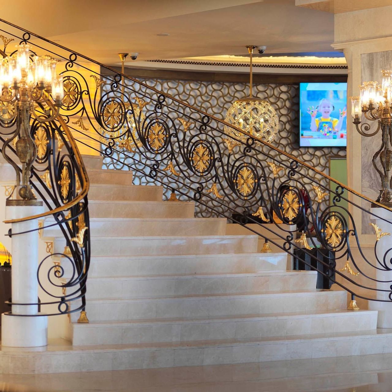 Elegant staircase by the lobby area at CVK Park Bosphorus Hotel Istanbul
