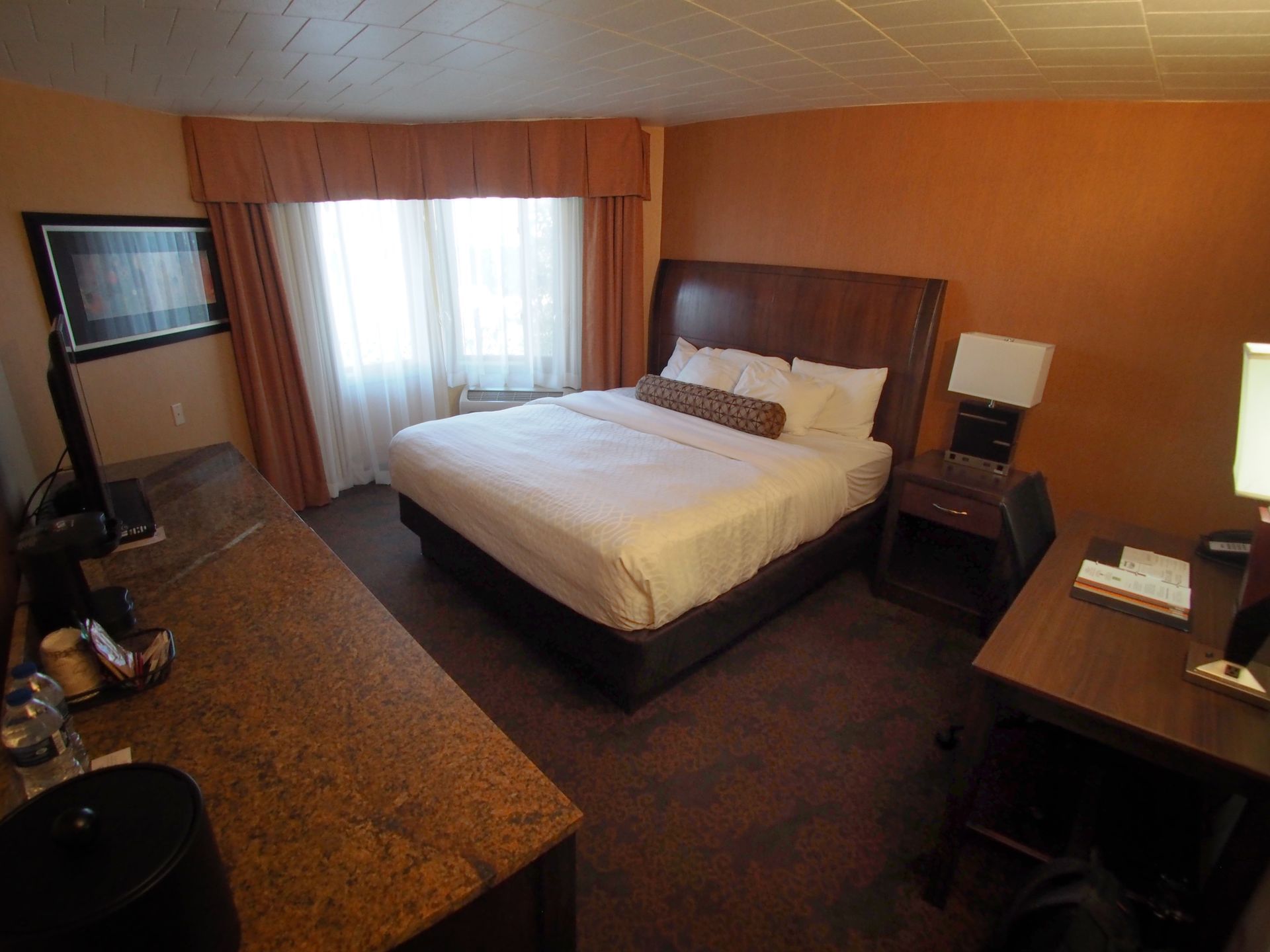 Interior of King Barrier Free room at Evergreen Resort