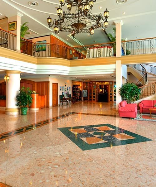Interior view of the luxury lobby area at Sunway Hotel Phnom Penh