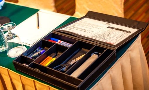Open box with stationeries on a conference table at Sunway Hotel Georgetown