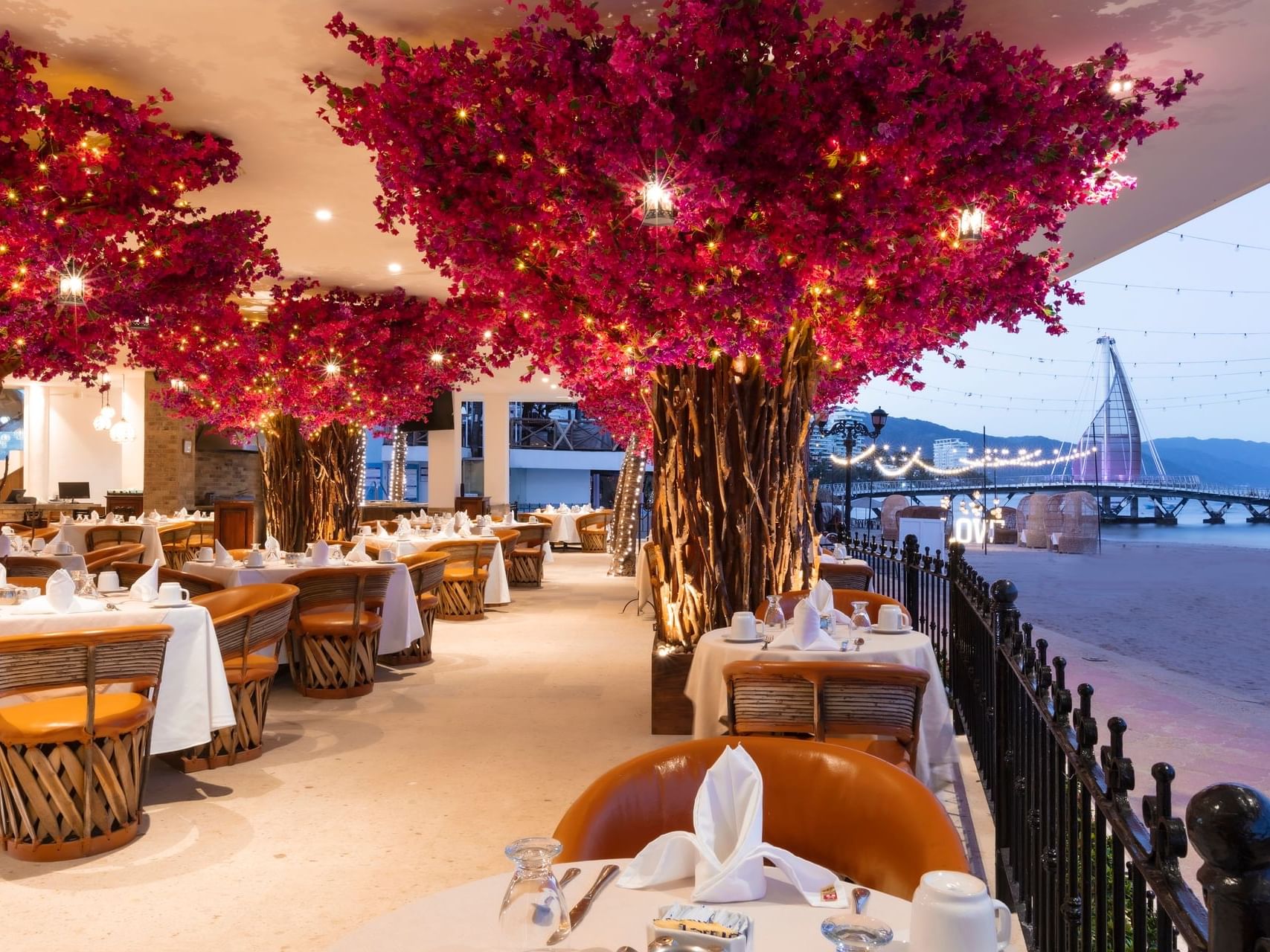 Dining area in Mi Pueblito Restaurant at Los Arcos Suites