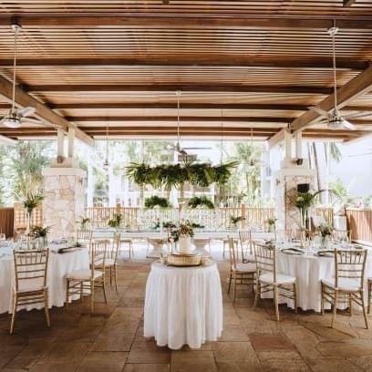 Decorated wedding hall at Pullman Palm Cove Sea Temple Resort