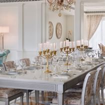 Dining table arrangement in a Residence at Palazzo Versace