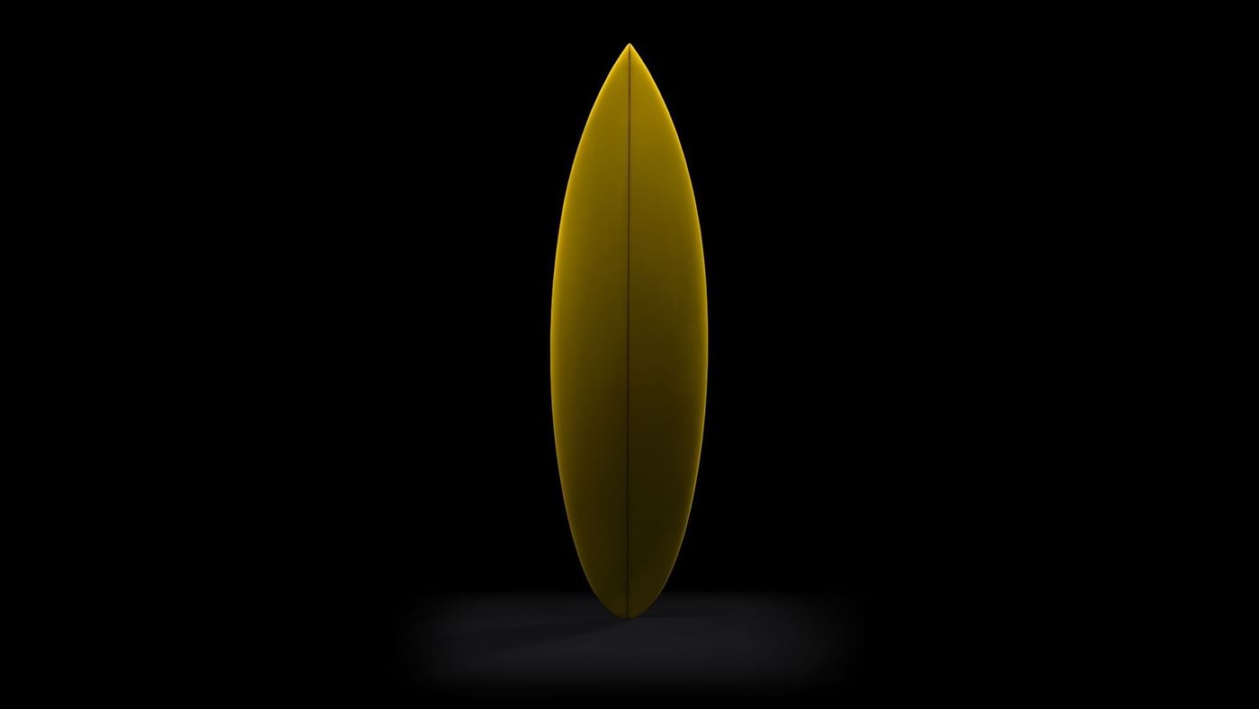 Illustration of a yellow surfboard on a black background at Crown Hotel