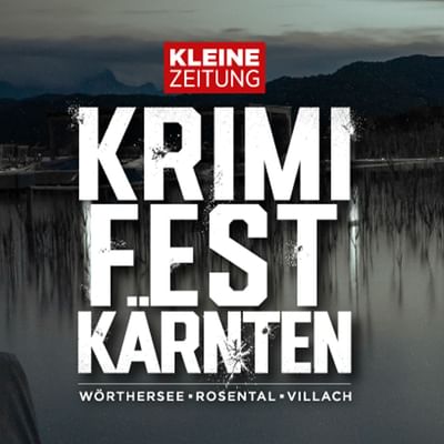 KRIMI FEST KÄRNTEN poster over a misty lake at dusk at Falkensteiner Schlosshotel Velden