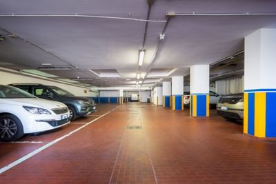 Scenic view of the basement car park at Hotel Crivi's in Milan