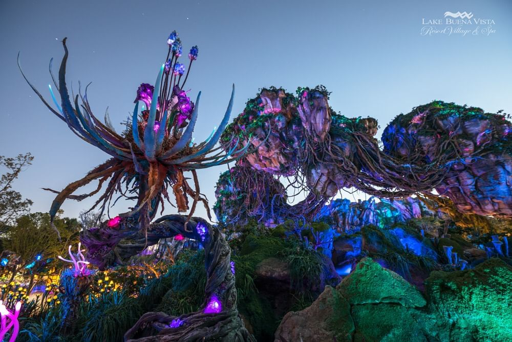 Illuminated avatar landscape in Disney’s Animal Kingdom Theme Park near Lake Buena Vista Resort Village & Spa