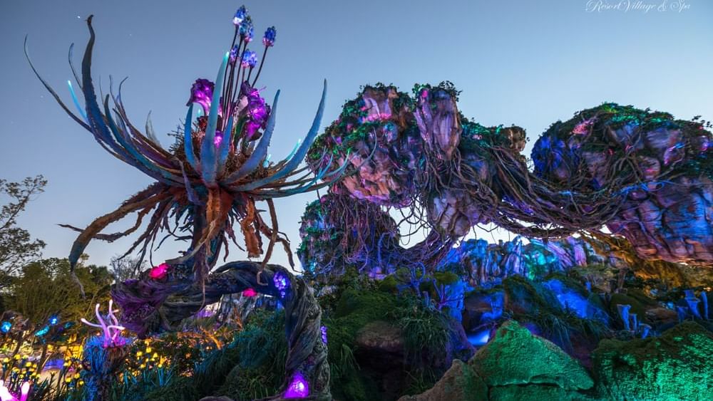 Illuminated avatar landscape in Disney’s Animal Kingdom Theme Park near Lake Buena Vista Resort Village & Spa
