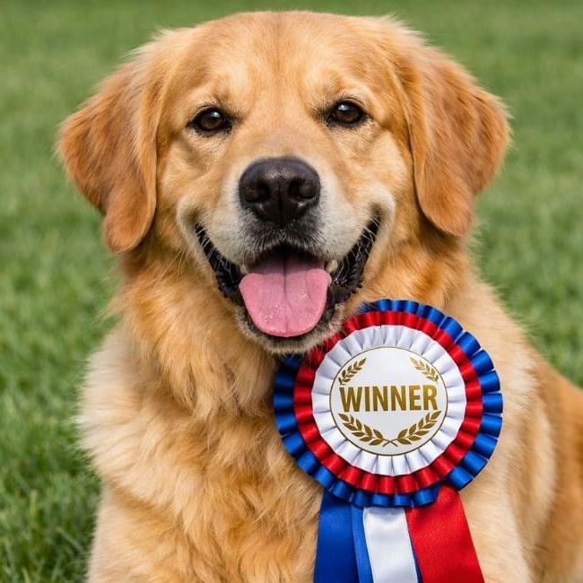Golden retriever winning Buckingham Dog Show 