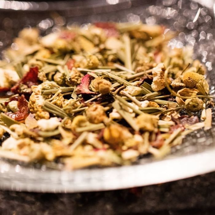 Close-up of dry herbal tea featuring Afternoon Tea at The Umstead Hotel and Spa