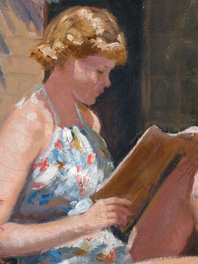Gwendolyn Grant, Australia 1877–1968 / Winter sunshine 1939 / Oil on canvas / 71.8 x 61.5cm / Purchased 1939 / Collection: Queensland Art Gallery | Gallery of Modern Art / © Gwendolyn Grant Estate /