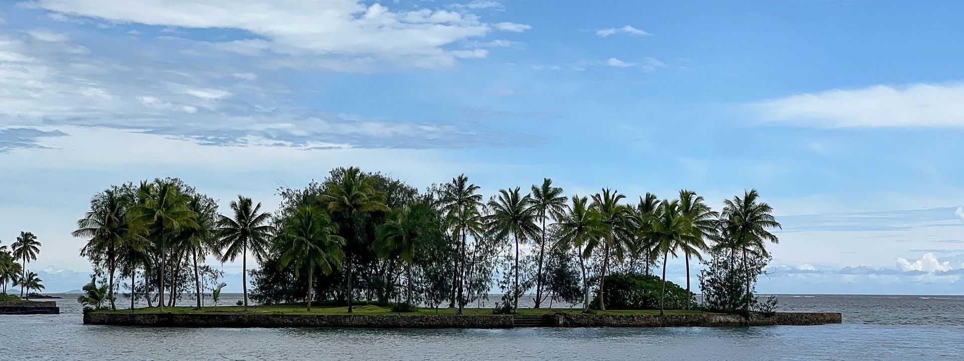 Tropical island with palm trees in the ocean at The Naviti Resort Korolevu