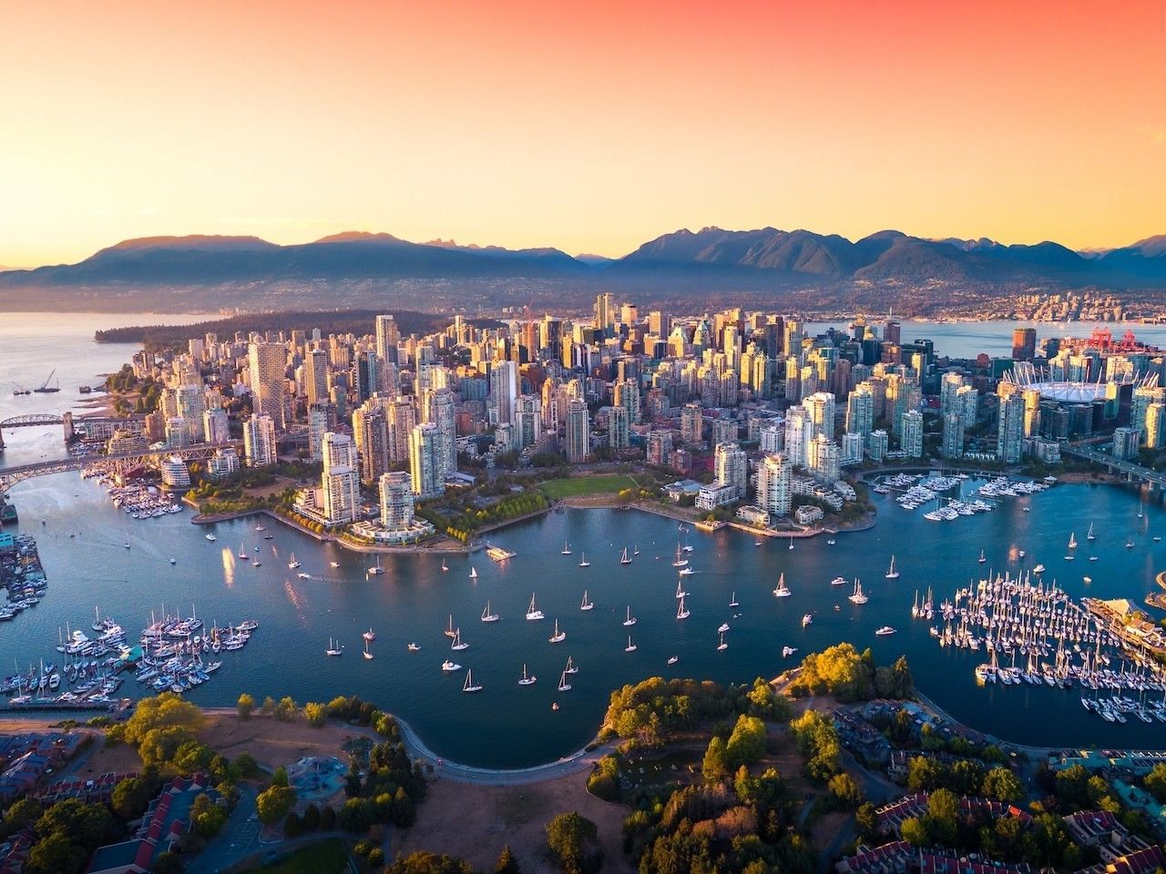 sweeping view of downtown vancouver