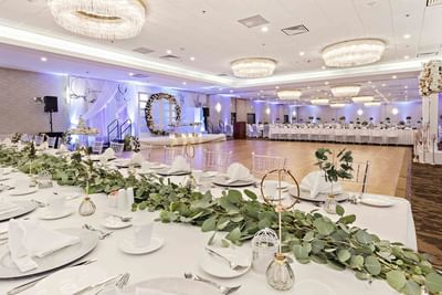 ballroom set up for wedding reception