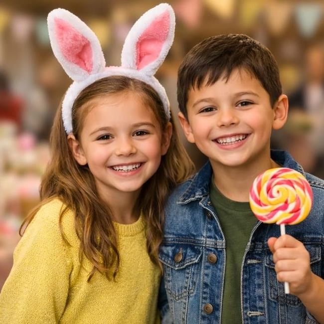 Kids enjoying themselves at the Easter Bazaar event in Buckingham