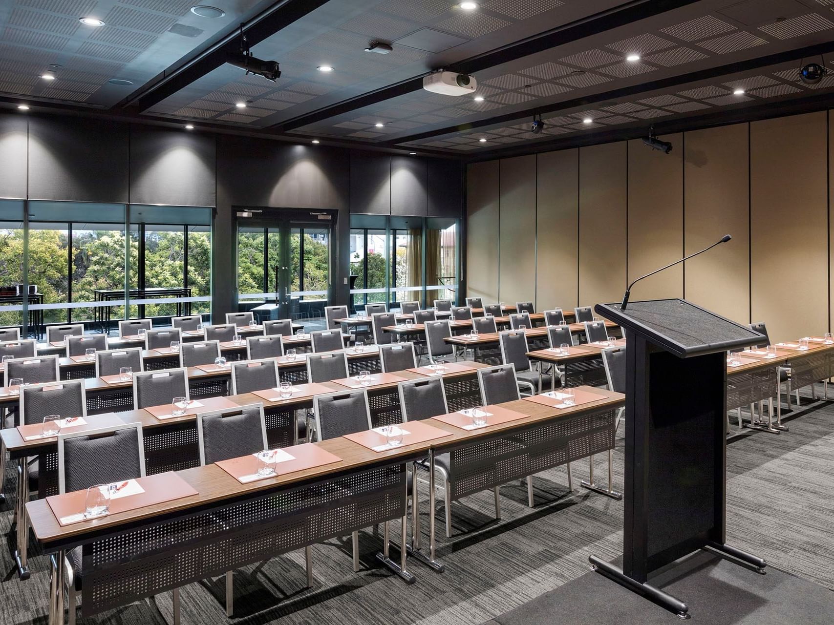 Classroom set-up in Terrace Room at Grand Chancellor Brisbane