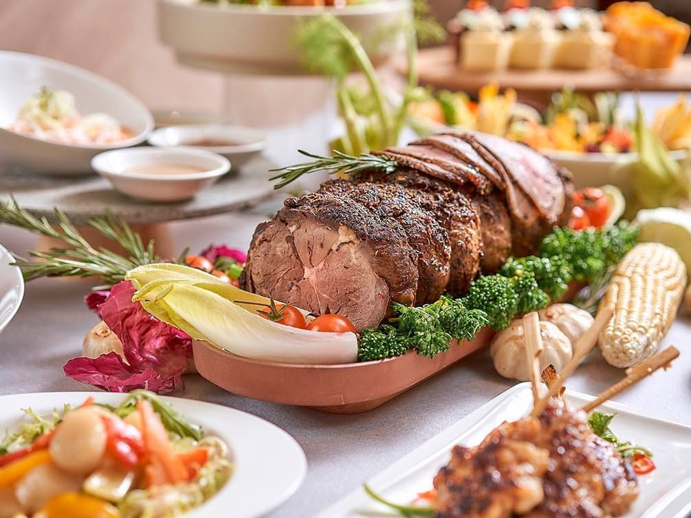 Roast Beef dish & Seafood dishes served at Carlton Hotels Singapore