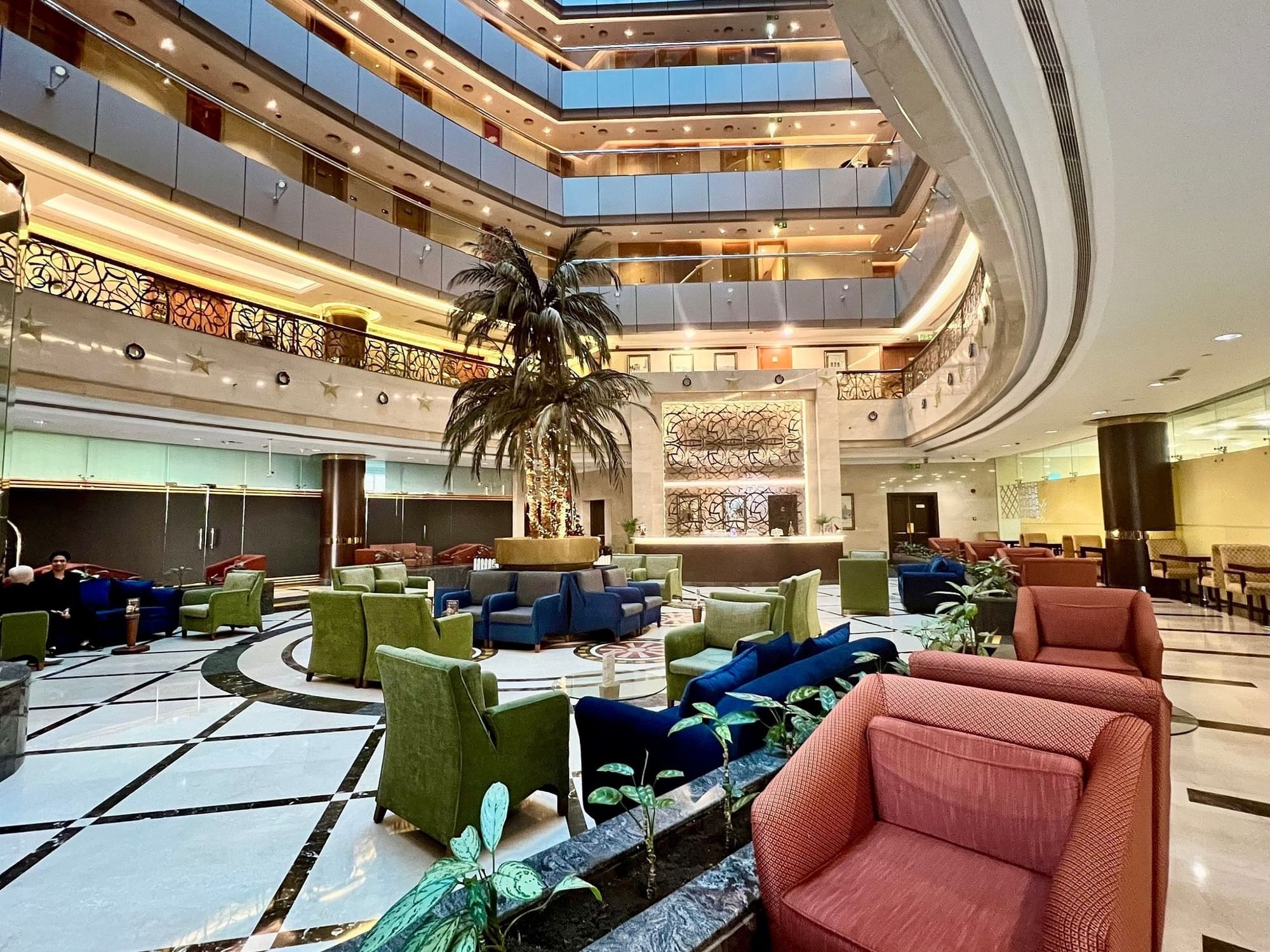 Cozy sofas in Al Nakheel Lobby Lounge at City Seasons Dubai