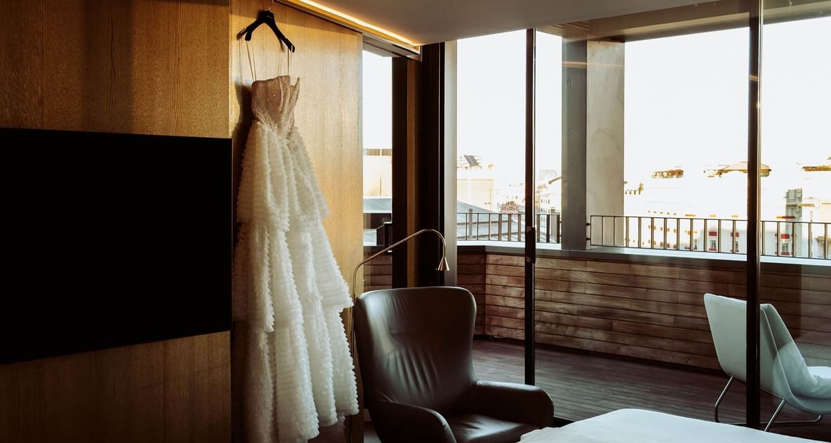 White wedding dress at Almanac Barcelona