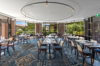 Dining area in The Reserve Restaurant at Amora Hotel Melbourne