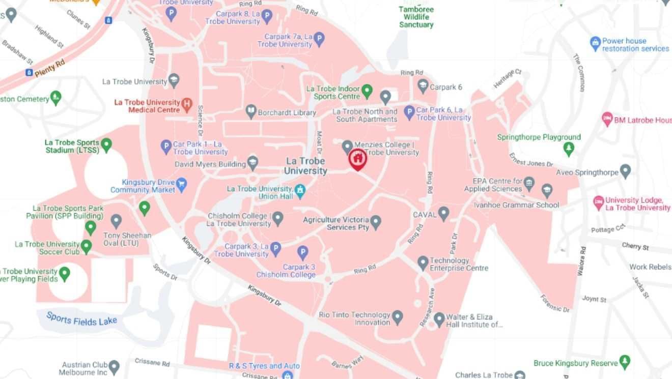 La Trobe University – Menzies College  Map