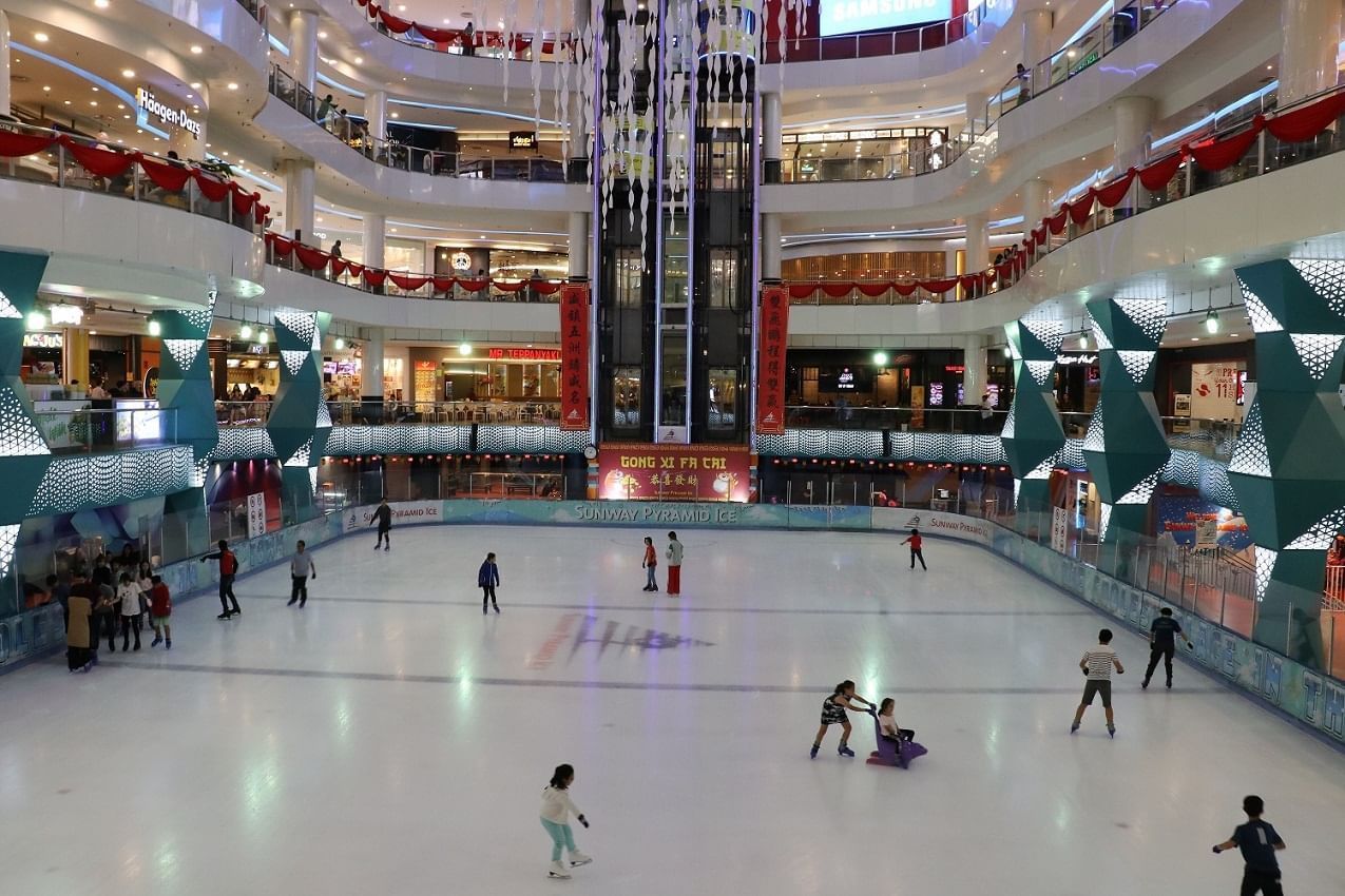 Indoor ice skating in a mall near Sunway Hotel Pyramid