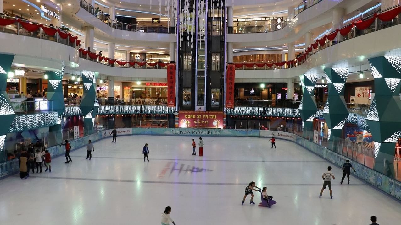 Indoor ice skating in a mall near Sunway Hotel Pyramid