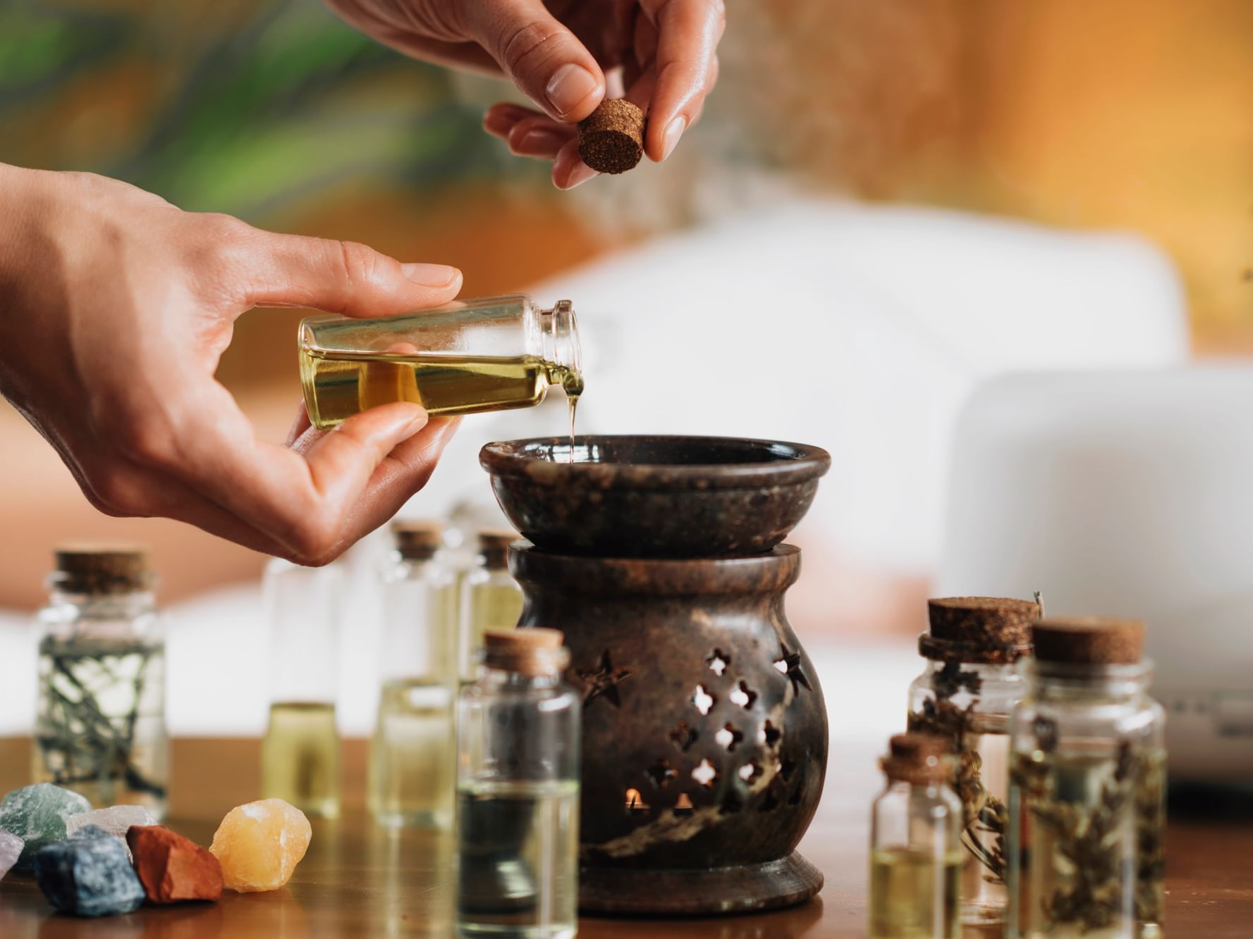 Spa products and herbal oils in Aramsa Spa at Paradox Singapore