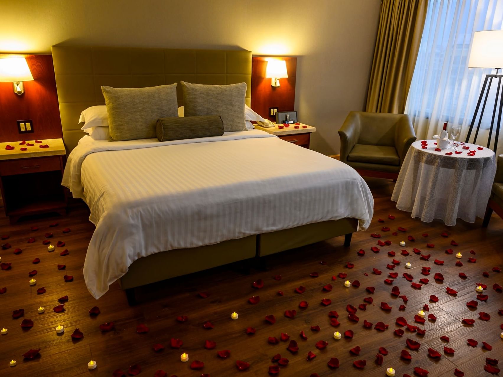 A bedroom decorated for the couple at Bogotá Plaza Hotelel