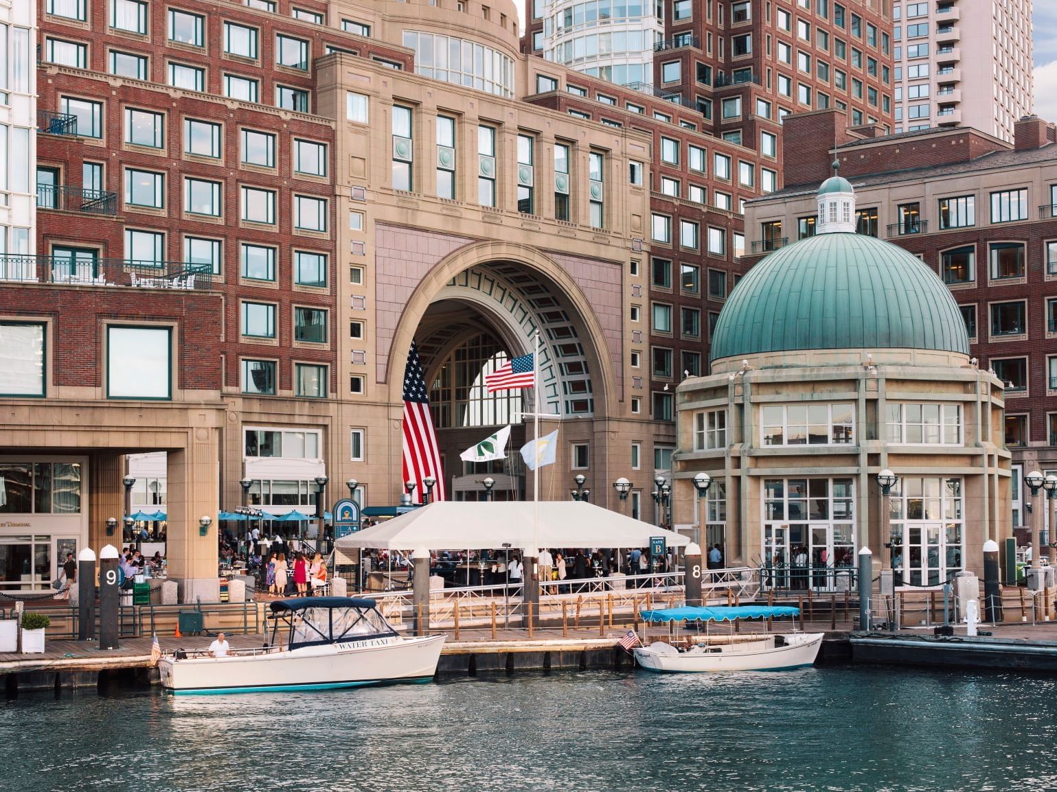 Business travelers in the Boston Harbor Hotel