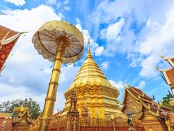 Low-angle view of Wat Phra That Doi Suthep near Hop Inn Chiang Mai