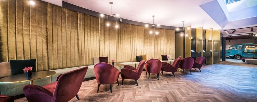 Interior & decor of lobby lounge area at Hotel Hubert Brussels