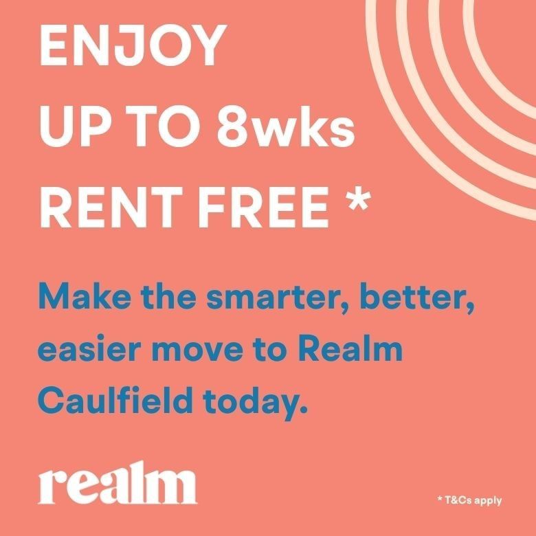 Promotion for rent-free offer for up to 8 weeks at Realm Caulfield.
