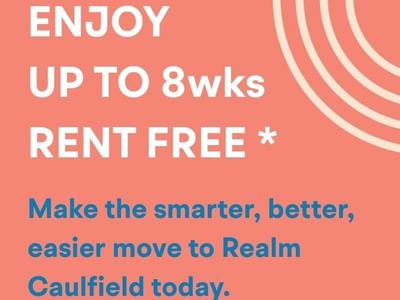 Promotion for rent-free offer for up to 8 weeks at Realm Caulfield.