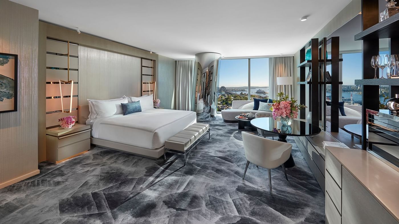 Interior of the Deluxe King Bedroom at Crown Hotels