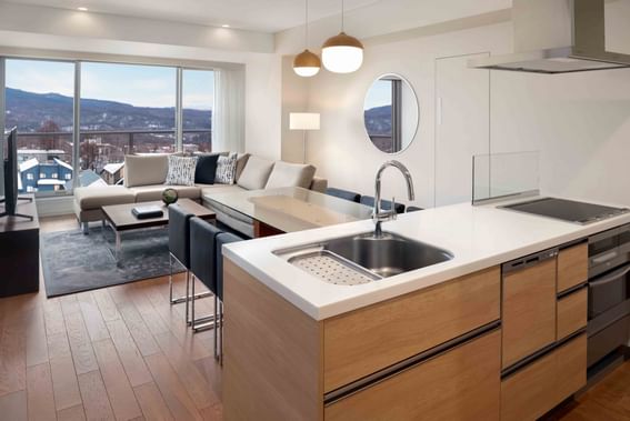 Living & kitchen in Two Bedroom Suite at Chatrium Niseko Japan