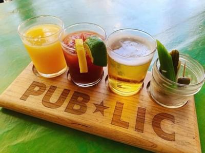 Close up of fresh drinks near Hotel at Old Town Wichita
